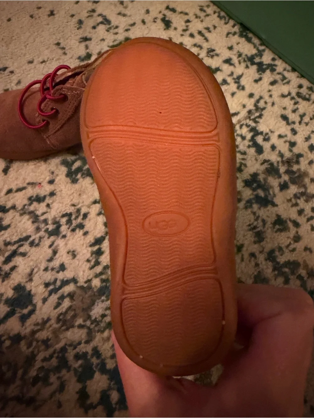 UGG Kids Tan Suede Ankle Boots with Red Accents